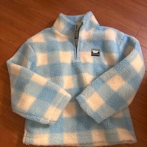 DAIRY BIY  Blue and WhitE Fleece Pullover